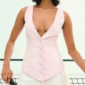 For Love And Lemons Light Pink Button-Up Vest
